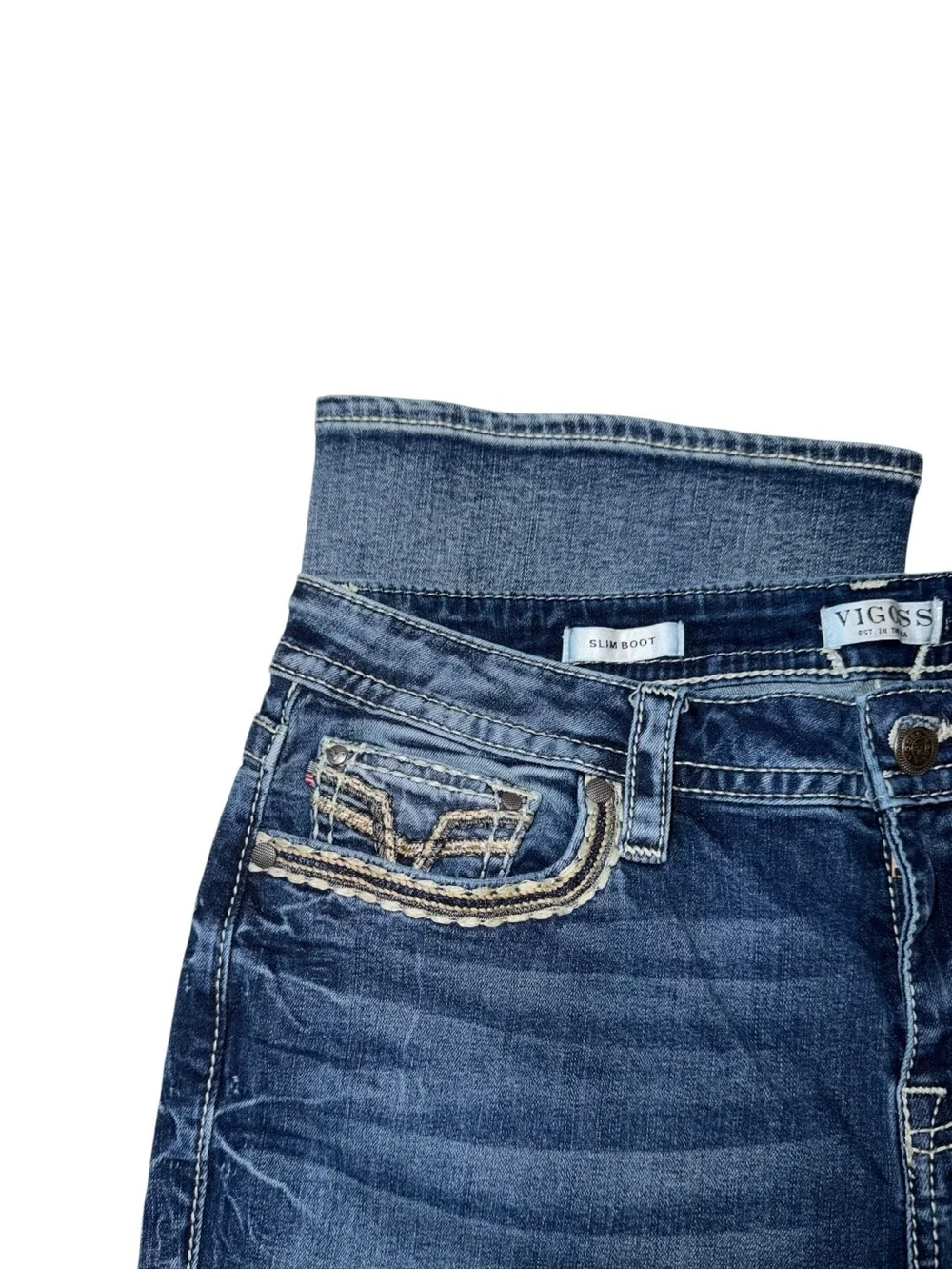 VIGOSS Women's Blue Distressed Bootcut Jeans